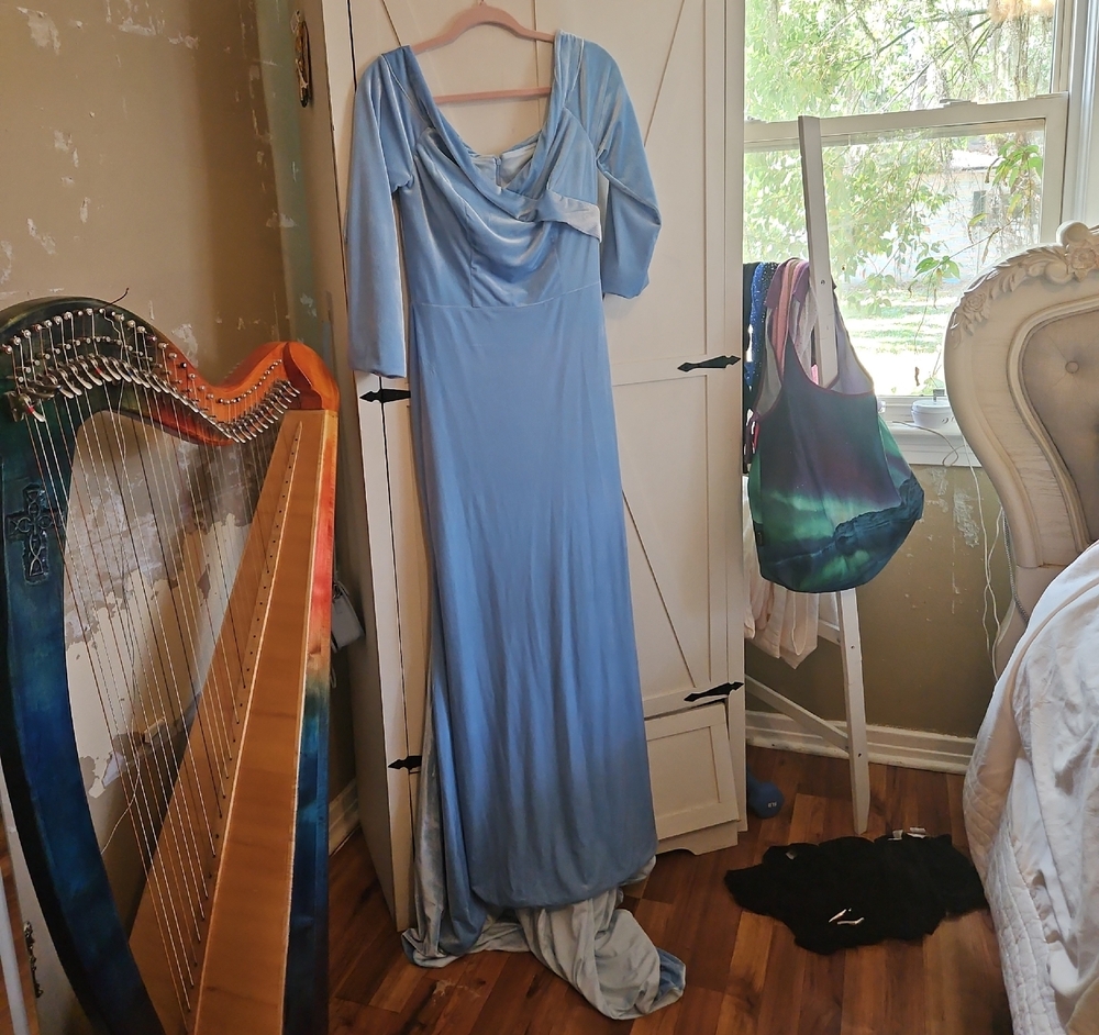 Light Blue Satin Evening Dress